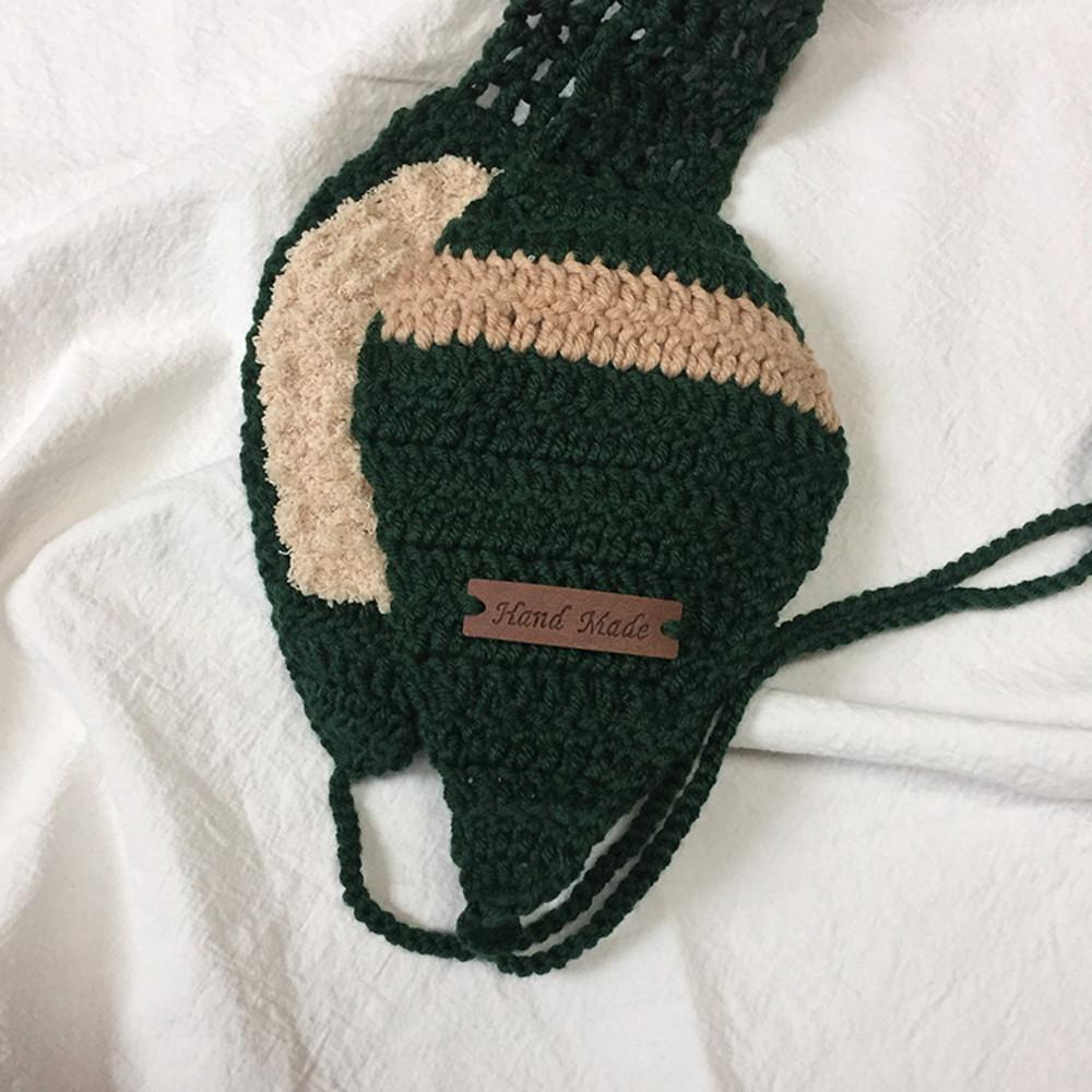 니트 귀마개 귀도리 핸드메이드 손뜨개 딥그린