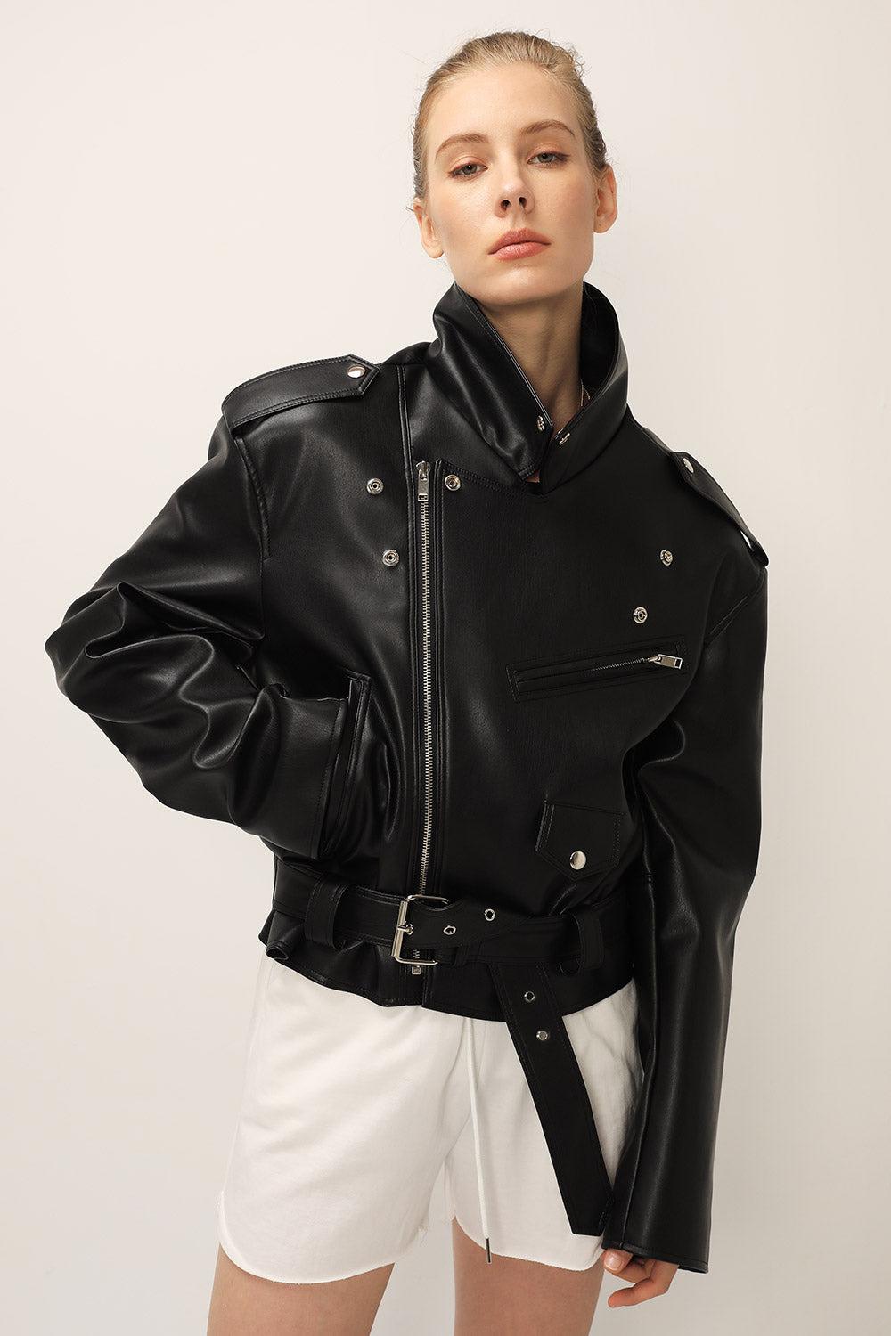 Emma Pleather Rider Jacket - S/M / Black