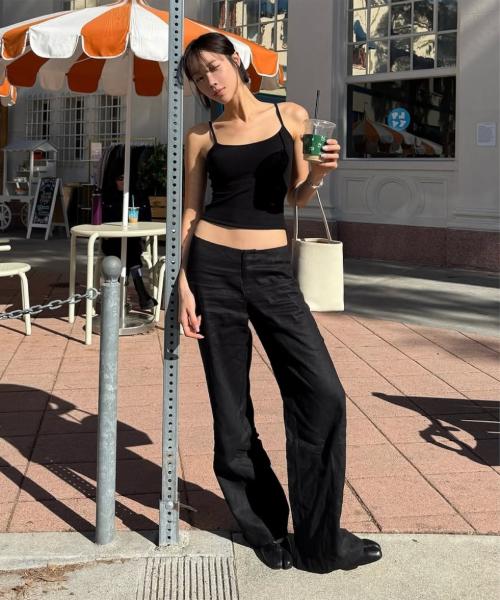 G LINEN SLACKS (BLACK)