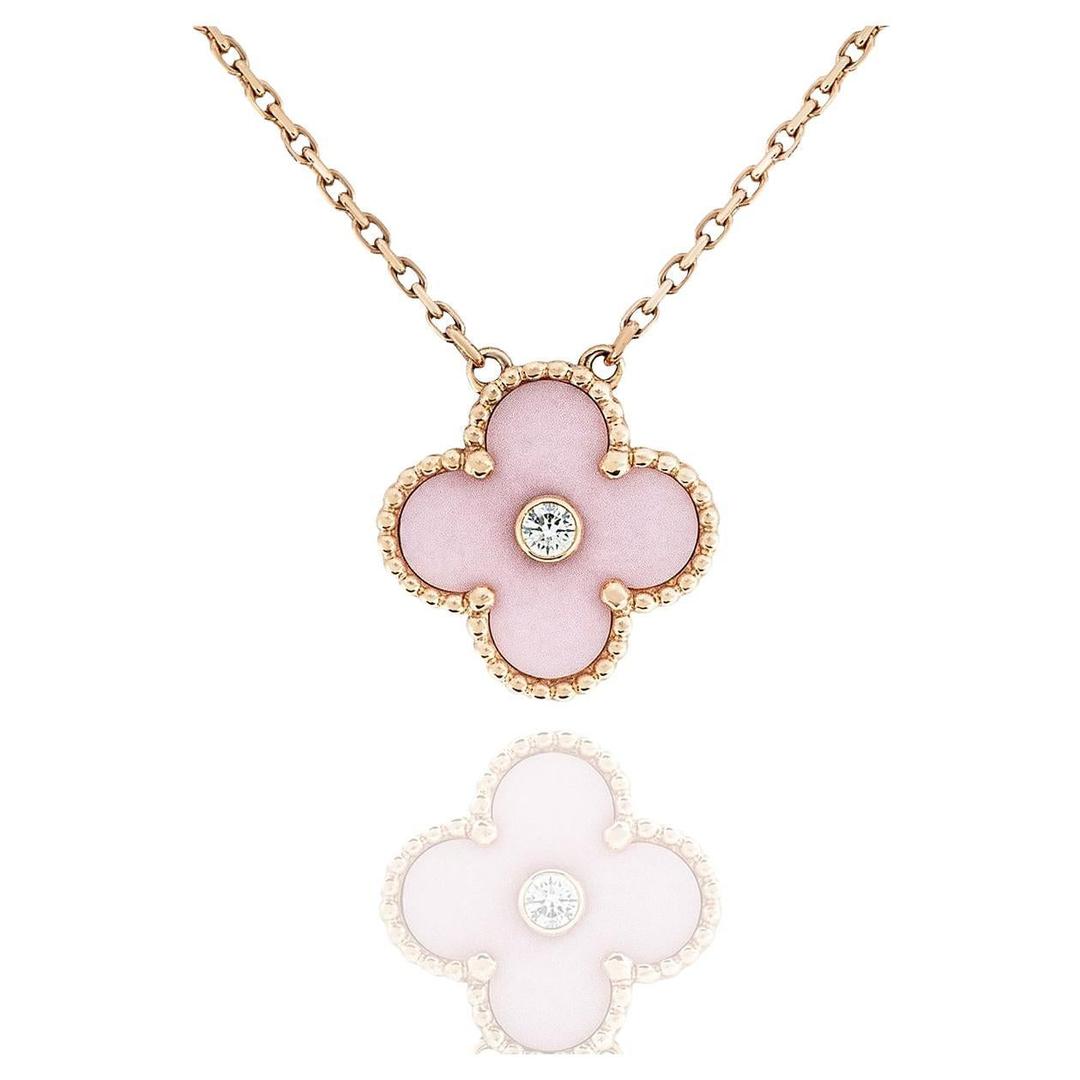 Van Cleef & Arpels Pink Porcelain Vintage Alhambra Holiday Pendant VCAR05SY00