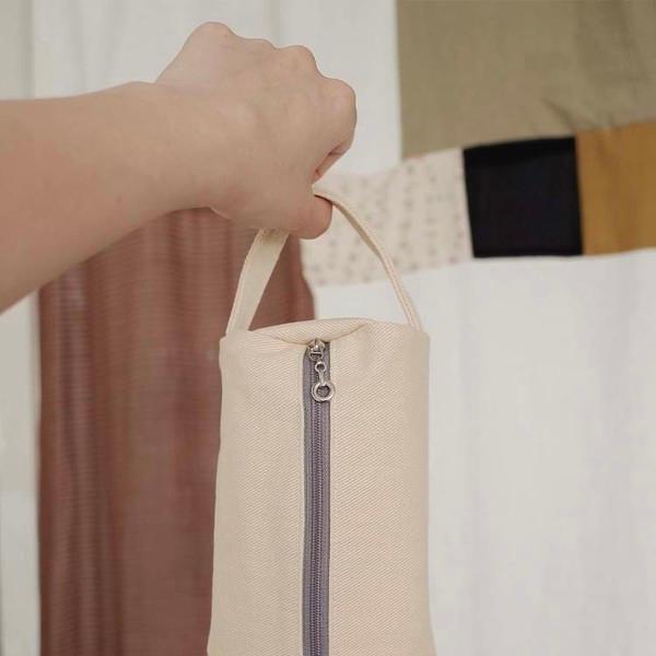 8월 쇼핑 카트) Cotton Handle Pouch - Pale Yellow