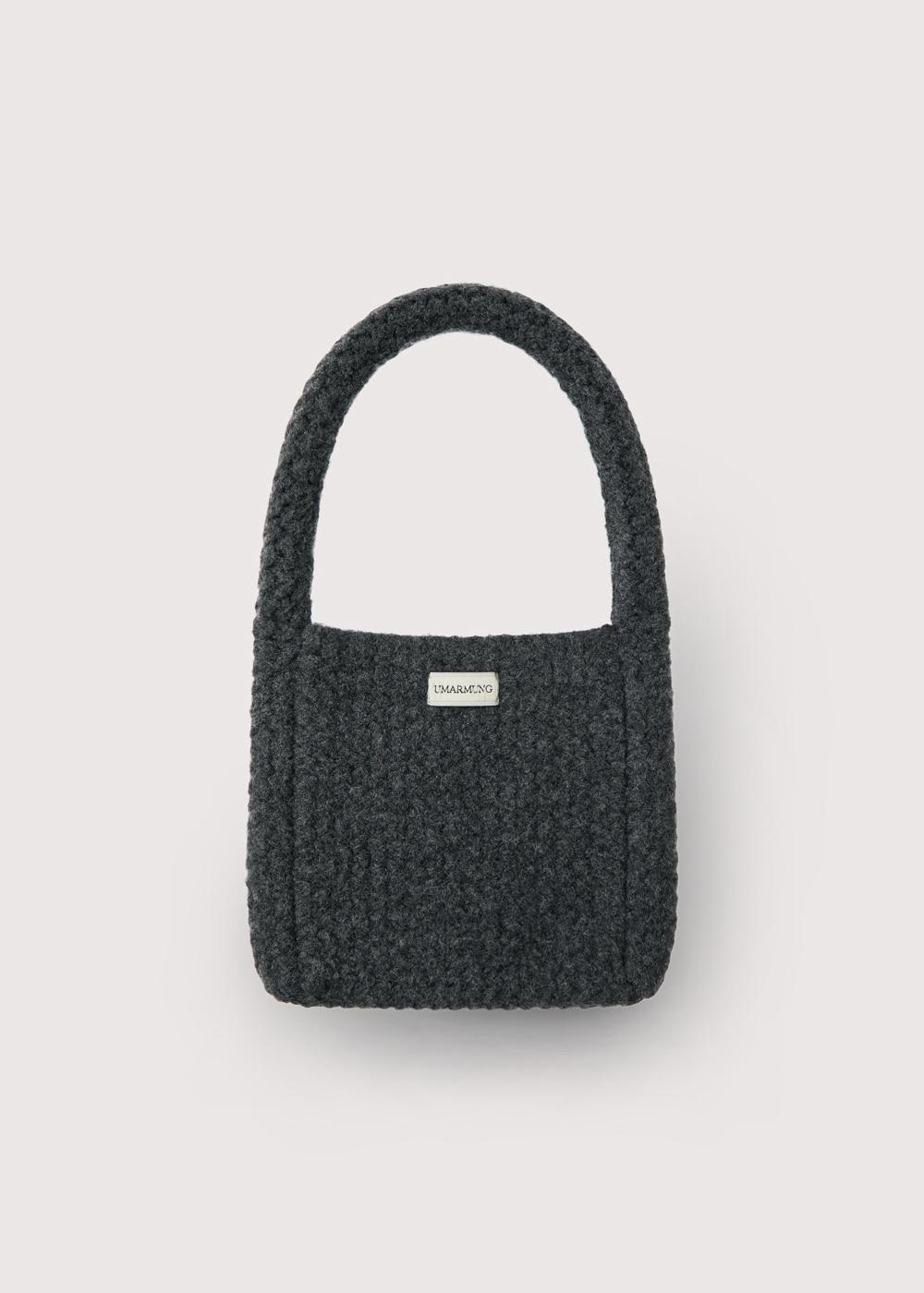 Wool boucle mini bag_Graphite