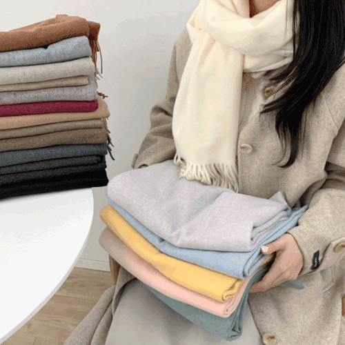 [19color/고퀄] 소프트 컬러 무지 머플러 수술 남녀공용 커플 목도리