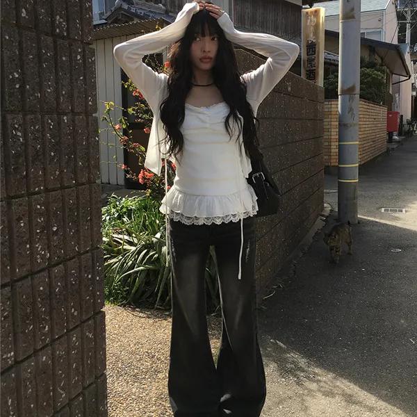 [문의폭주🤍/SET] 베럴 레이스 레이어드 나시 가디건 세트 (2color)