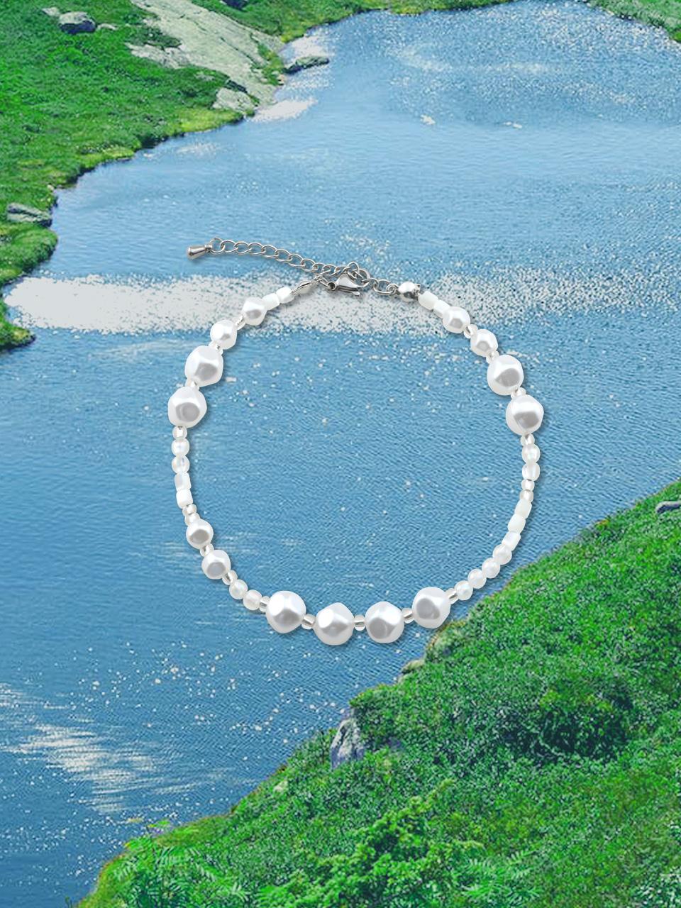 Yunseul Beads Anklet white