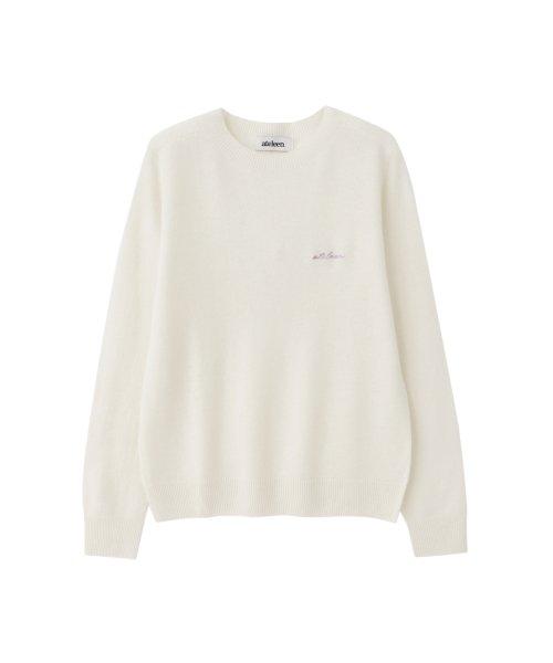 Wool Wholegarment Round Neck Knit (Ivory)