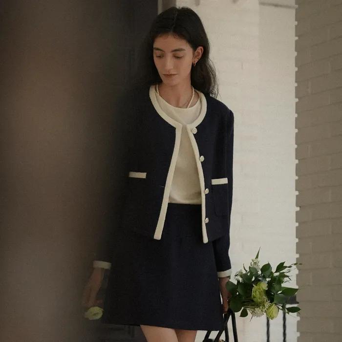 Laura tweed jacket_Navy