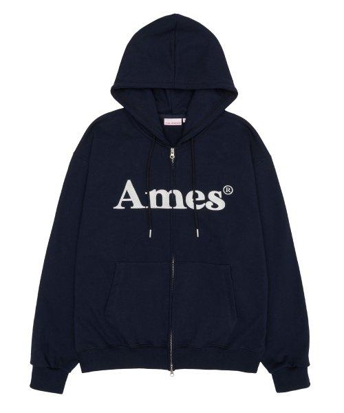 아메스 월드와이드(AMES-WORLDWIDE)  BASIC LOGO HOODIE ZIP UP NAVY (AM2ESUM482A) - 사이즈 & 후기 | 무신사