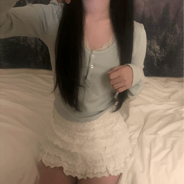 [소량입고*/44추천]골지 민트 레이스 긴팔티 (y2k/핀터레스트/빈티지)