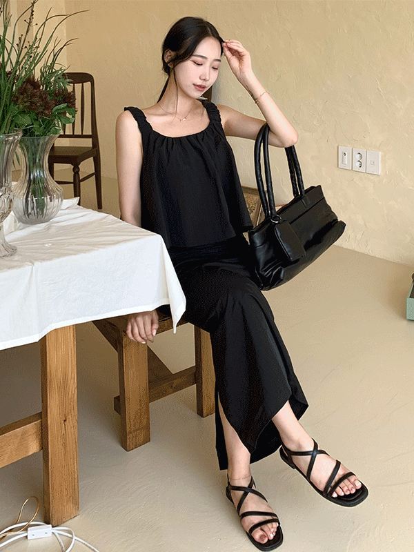 [모던] 케일리 투피스 / 나시블라우스 나시 민소매 뷔스티에 크롭나시 크롭블라우스 블라우스 여름 출근 오피스룩 롱스커트 나일론스커트 미디스커트 여름스커트 린넨 린넨블라우스 린넨나시 바캉스 호캉스 휴가 휴양지 여행 셋업 정장 세미정장 하객 프릴블라우스 프릴나시