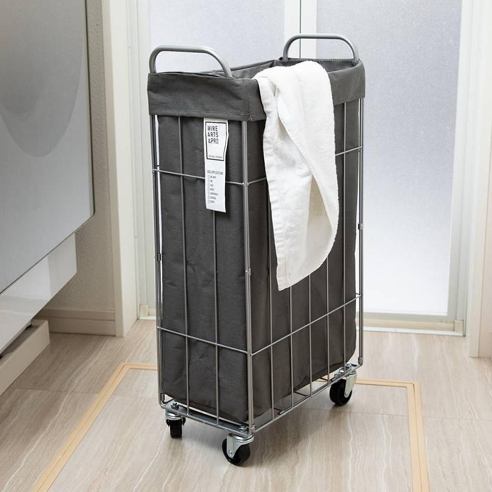 [BRID] LAUNDRY BASKET SLIM 40L 다크그레이 틈새 스텐빨대바구니