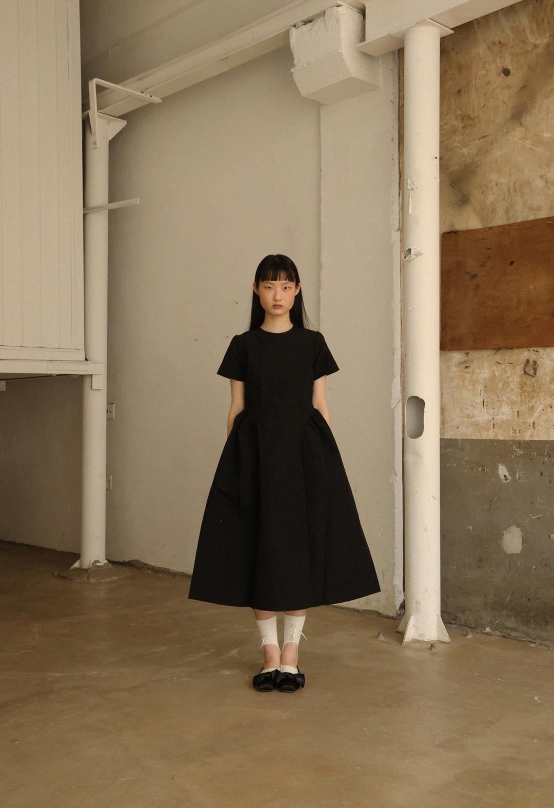 Nylon Volume Long Dress, 2color
