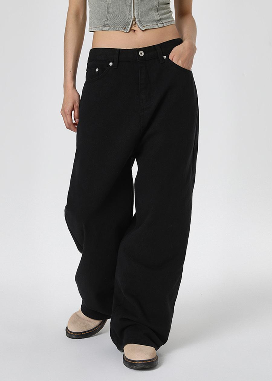 블랙업 [2만장판매] (UNISEX) 미런 와이드 코튼팬츠