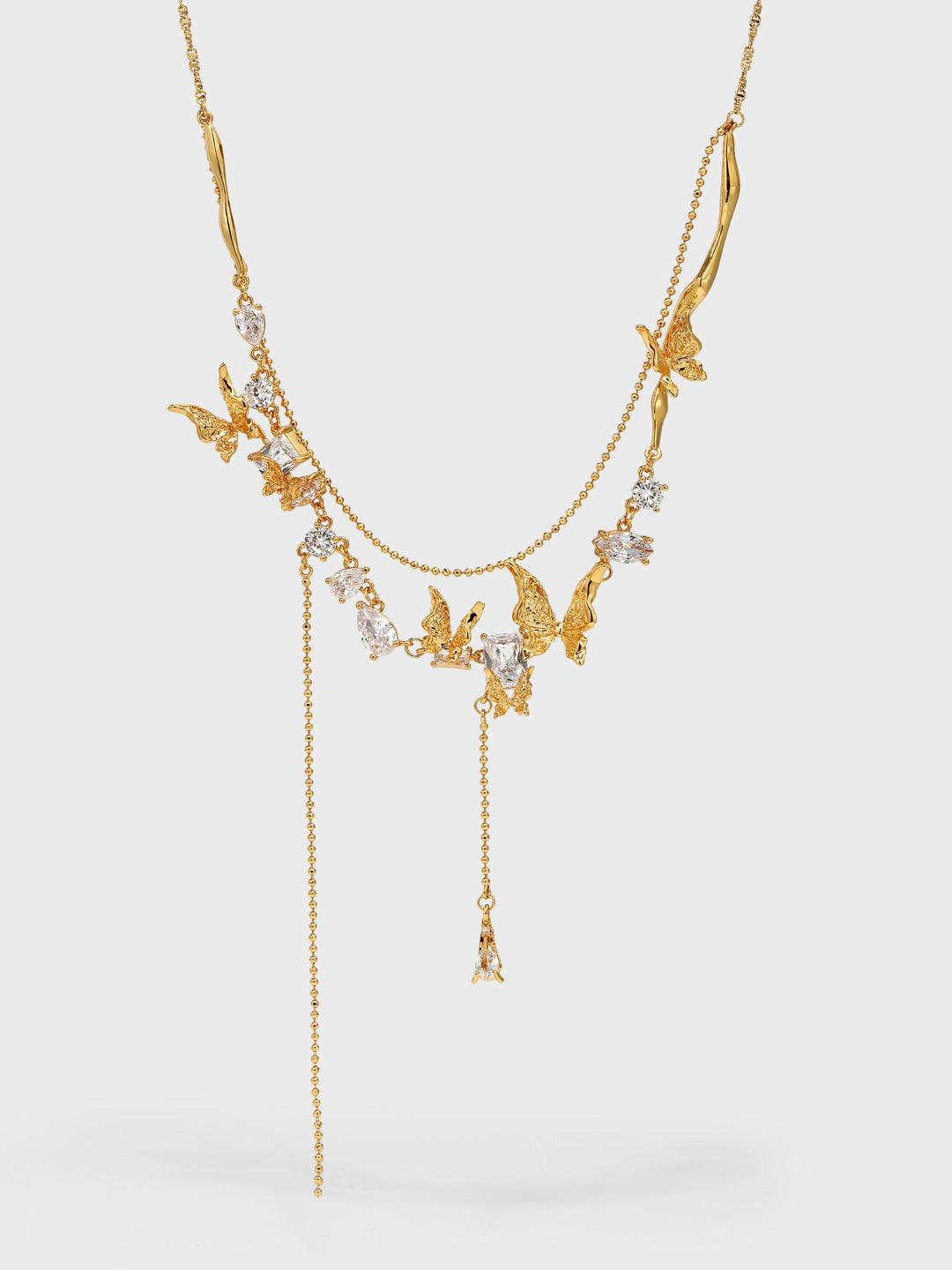 Lava Butterfly Double Layer Tassel Necklace