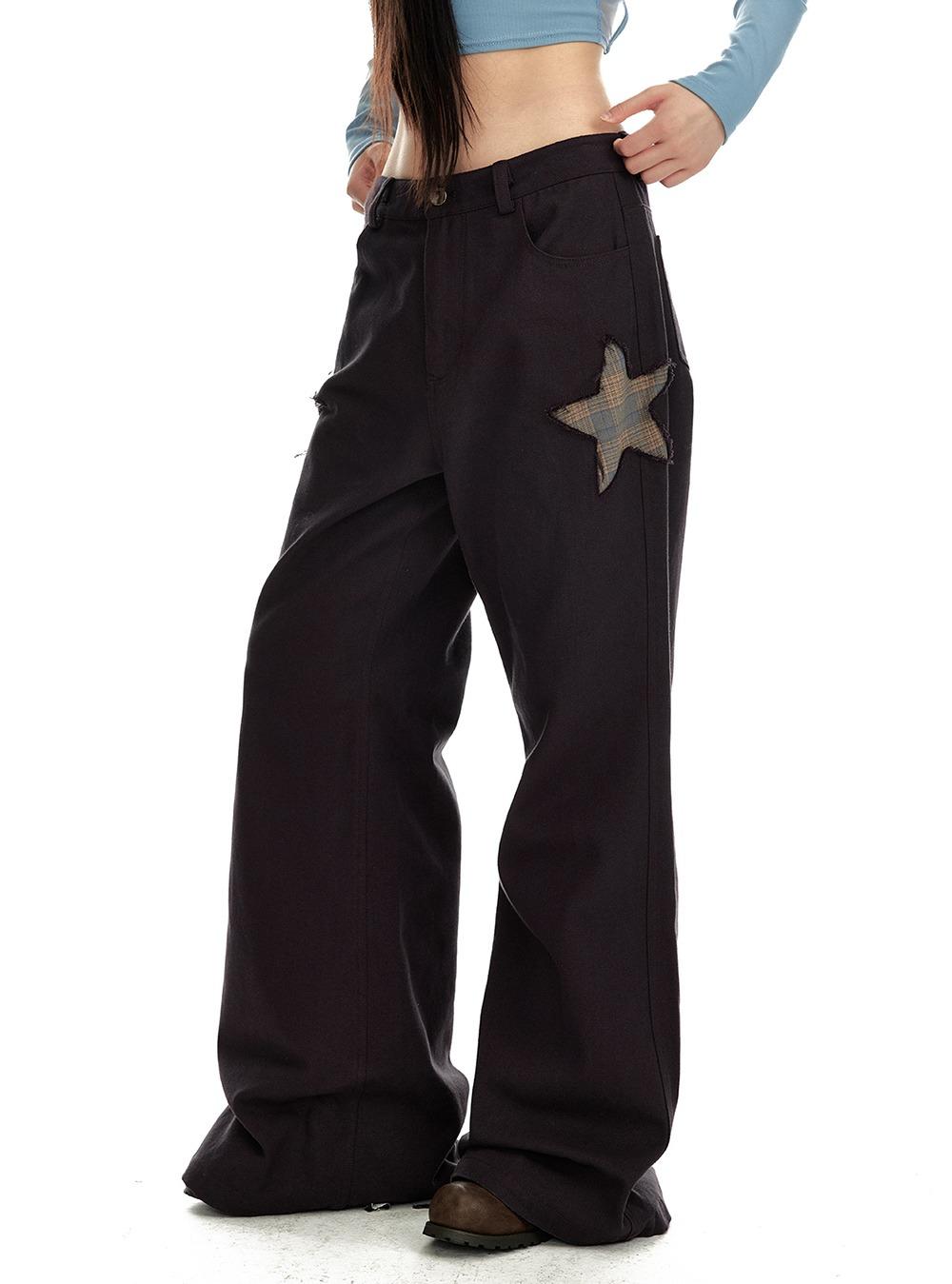 Star Patchwork Straight Wide Pants