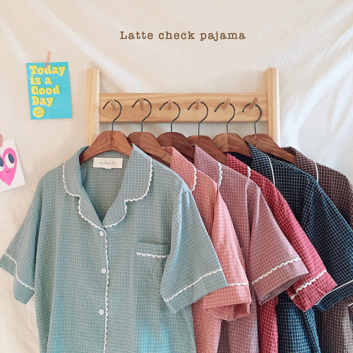 [당일출고] 반팔ver 체크 커플 잠옷 파자마 세트 우정 패밀리 홈웨어