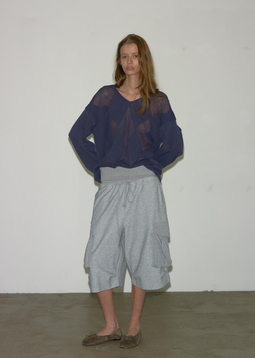 FOLDOVER WAIST CARGO SHORTS HEATHER GRAY