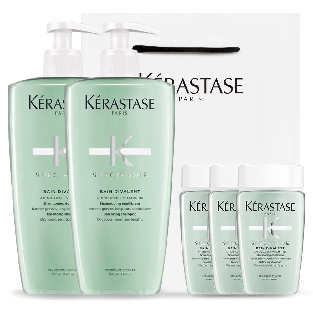[케라스타즈][스칼프/딥클렌징] 스페시픽 방 디발렁 샴푸 500ml 듀오 세트 & 방 디발렁 80ML 3개 & 쇼핑백
