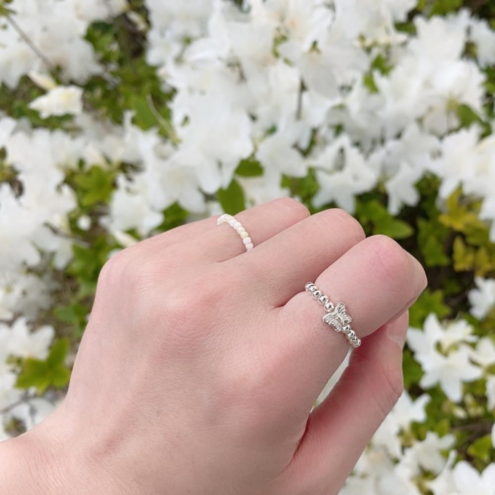 메종드오브젝트 위안부 후원 은 비즈 기부반지 / 희망나비 꽃