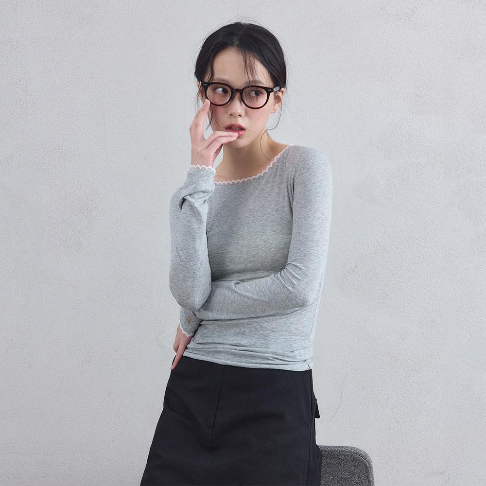 시어 레이스 롱 슬리브_Gray