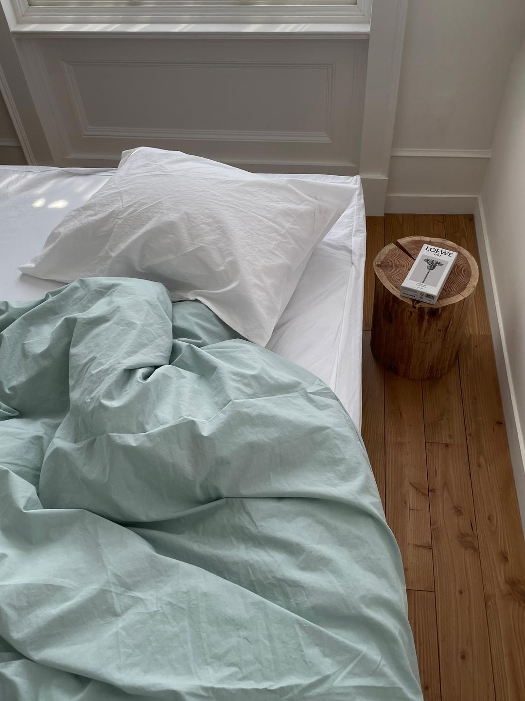 시그니처 고밀도면 이불커버 - 미스티블루