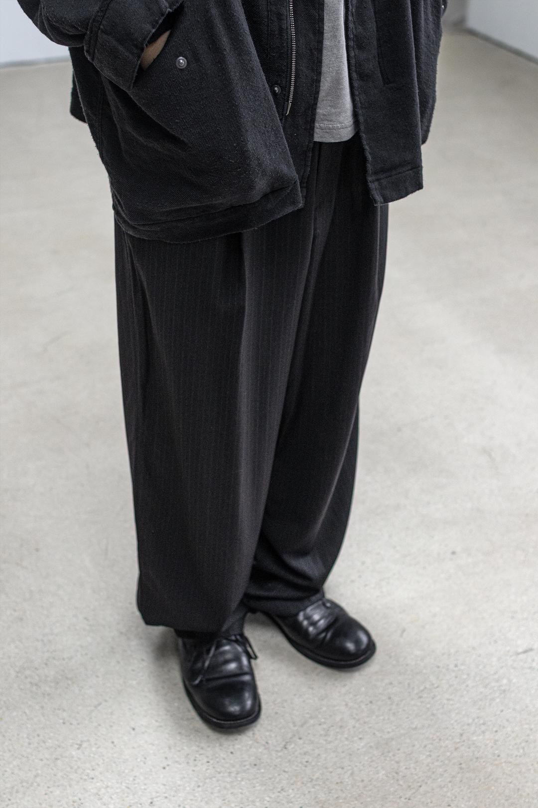 wool stripe trousers - black