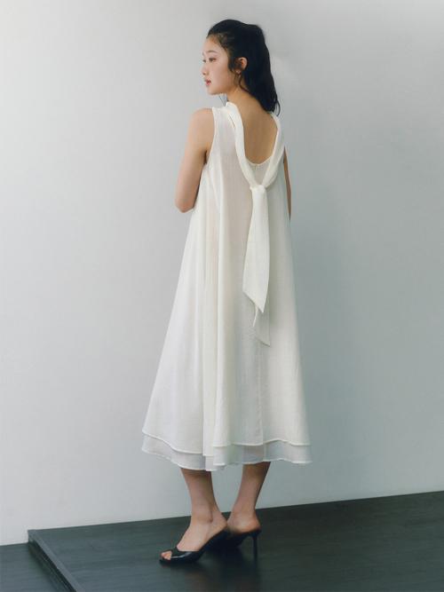 홀터 리본 브리즈 원피스_아이보리