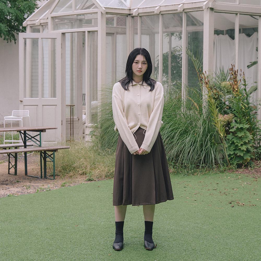 [US] 핀턱 미디 스커트