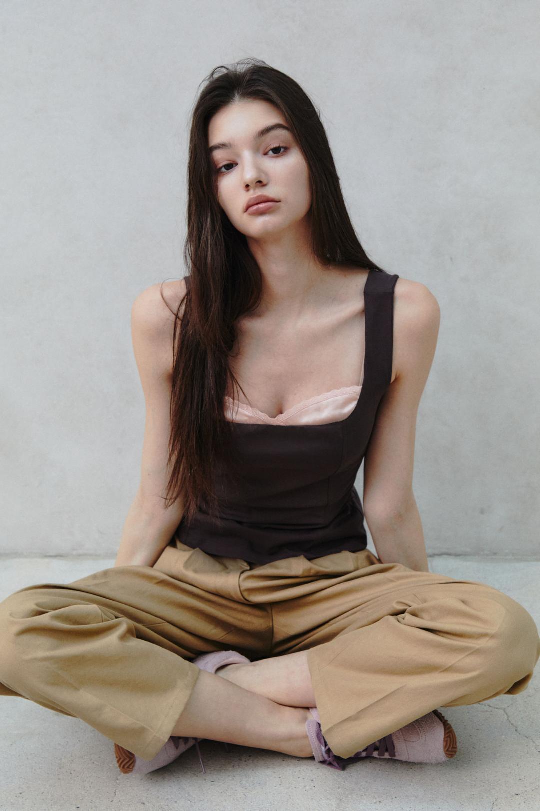 실크 레이스 란제리 탑