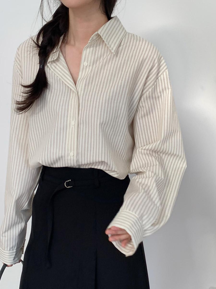컬렌 린넨 스트라이프 단가라 루즈핏 봄 셔츠 3color
