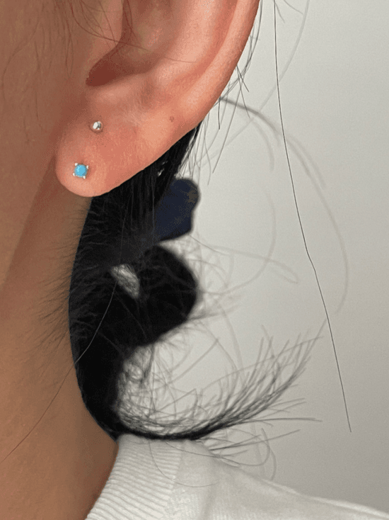 미니 터키석 스톤 실버볼 귀걸이 세트