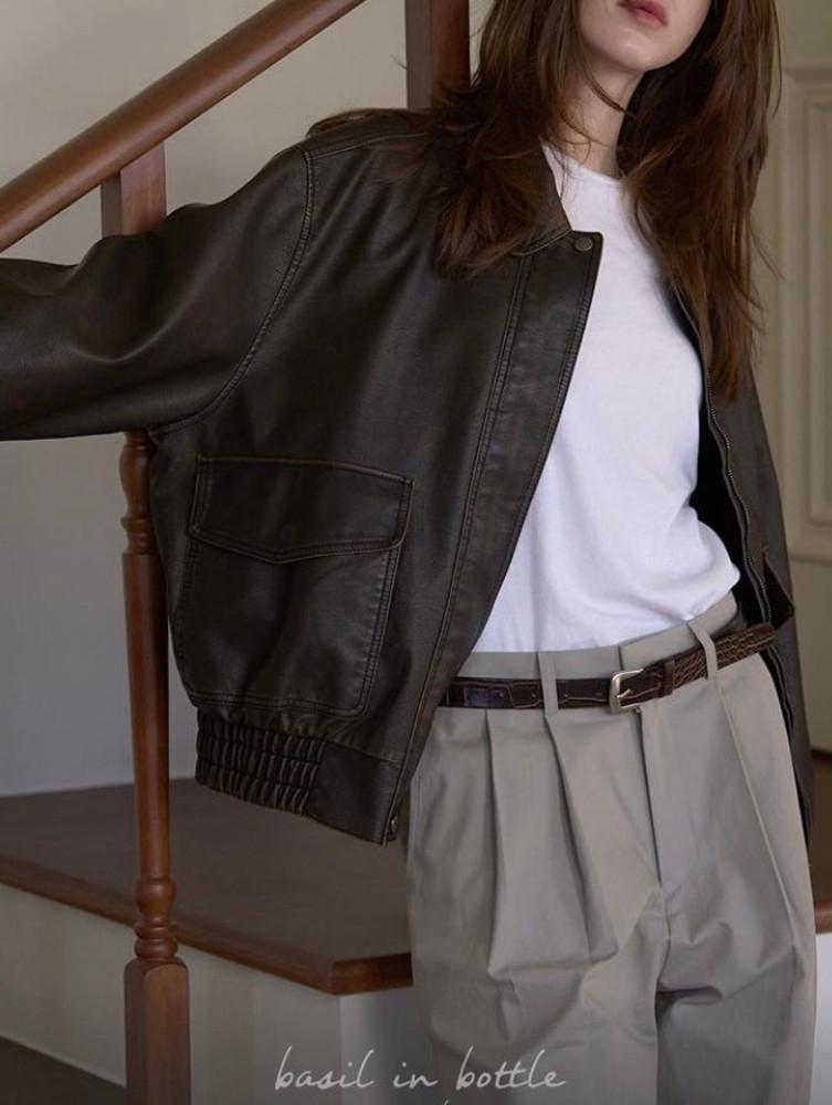 bib 바질인보틀 피그레더점퍼 가죽자켓