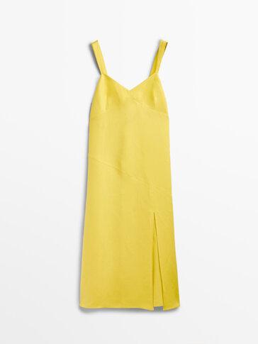 백 리본 디테일 린넨 원피스