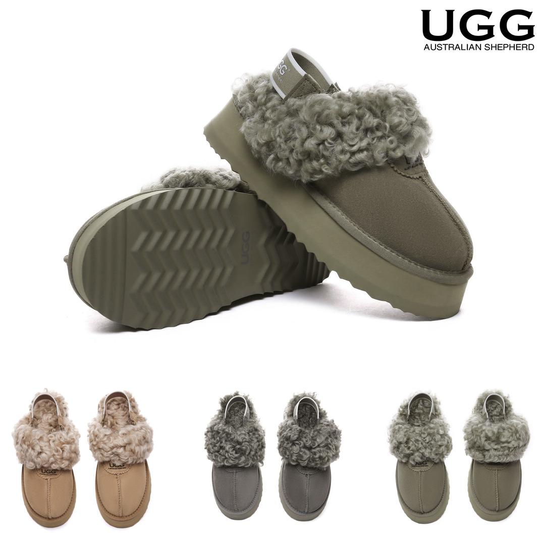UGG 양털 슬리퍼 와플 호주 에버 컬리 플랫폼 밴딩 탈부착 어그 3색상 AS2074