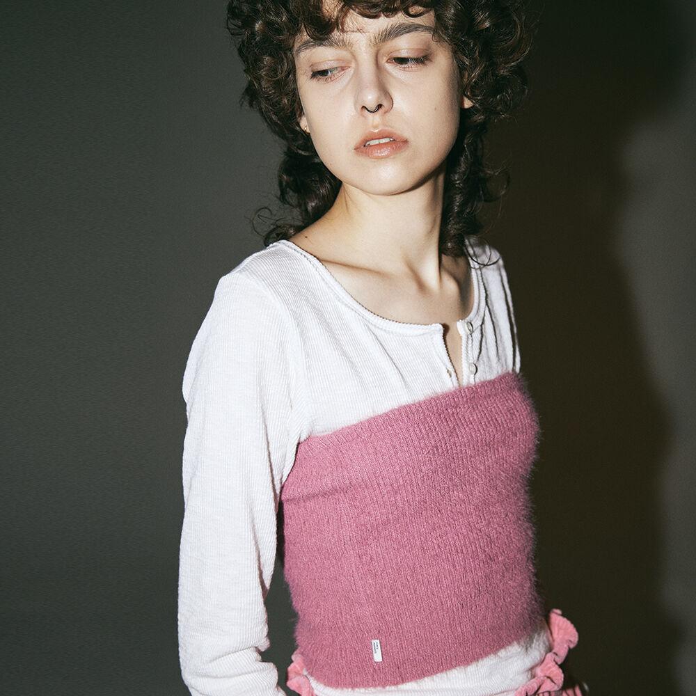 Fur Knit Bustier Pink