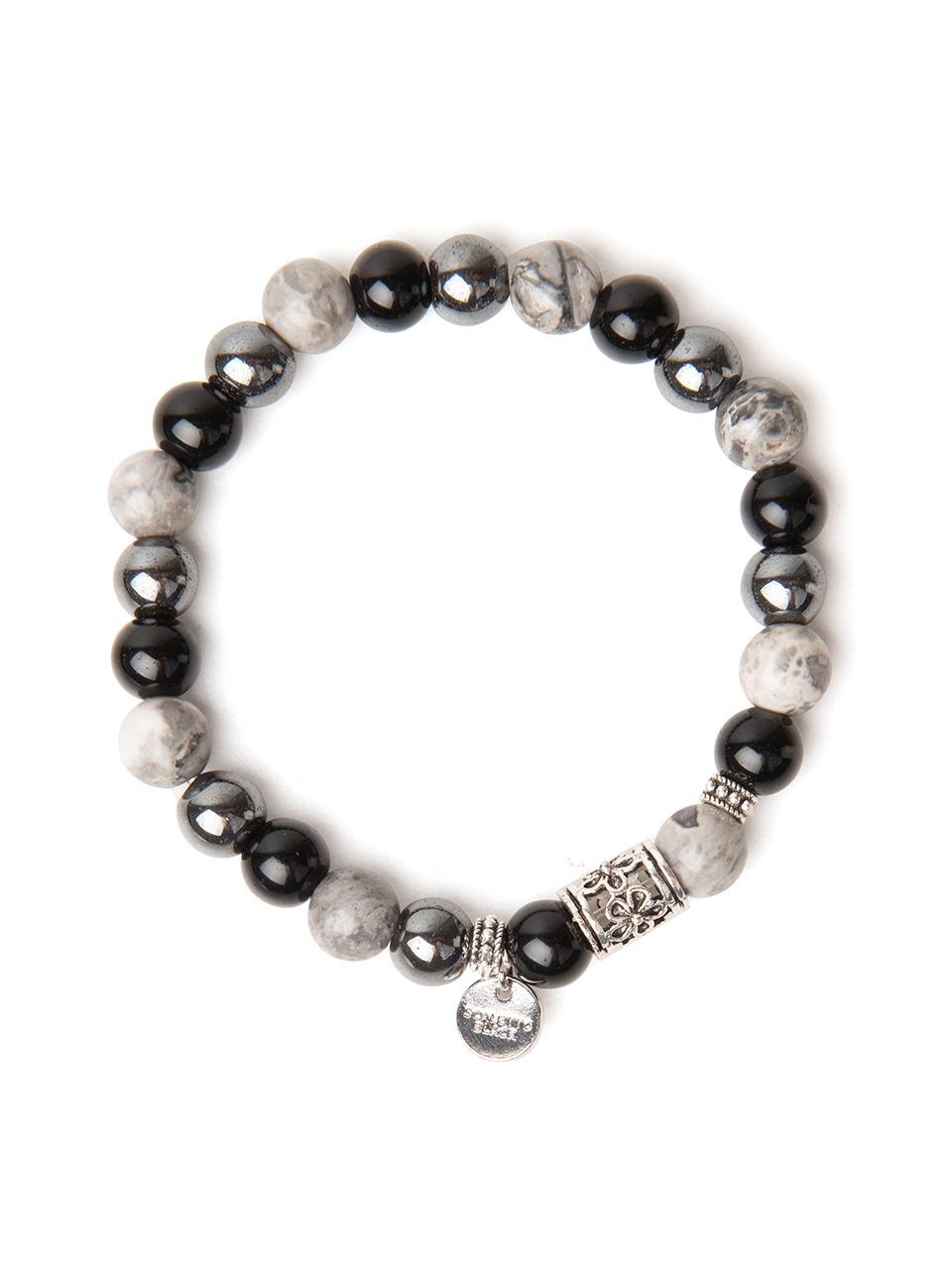 [릴보이 착용][써지컬스틸] SCB099 Black and grey gemstone bracelet