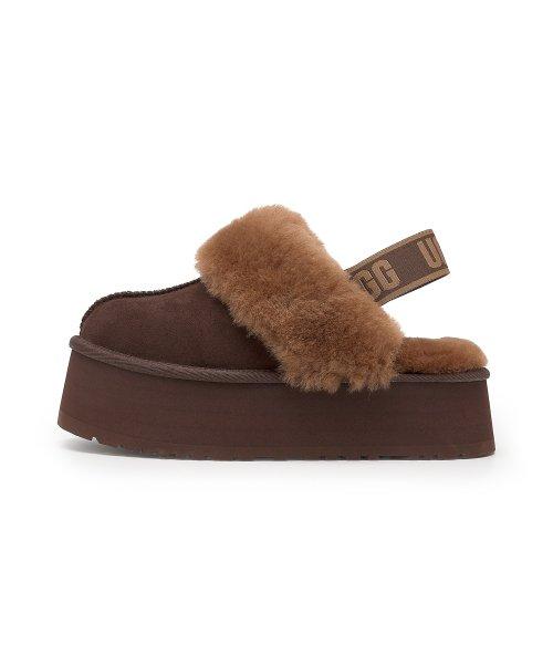 [for women] UGG 로고 밴딩 퍼 카라 플랫폼 샌들 (펀케트)_BURNT CEDAR/1113474BCDR
