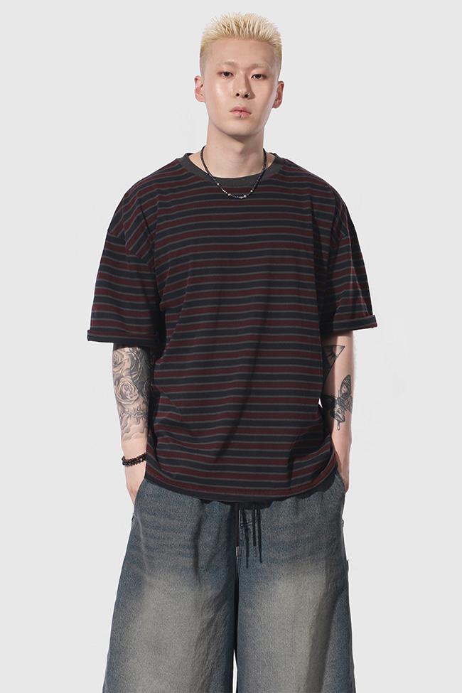 Marine Pigment Stripe Half-T [3color]