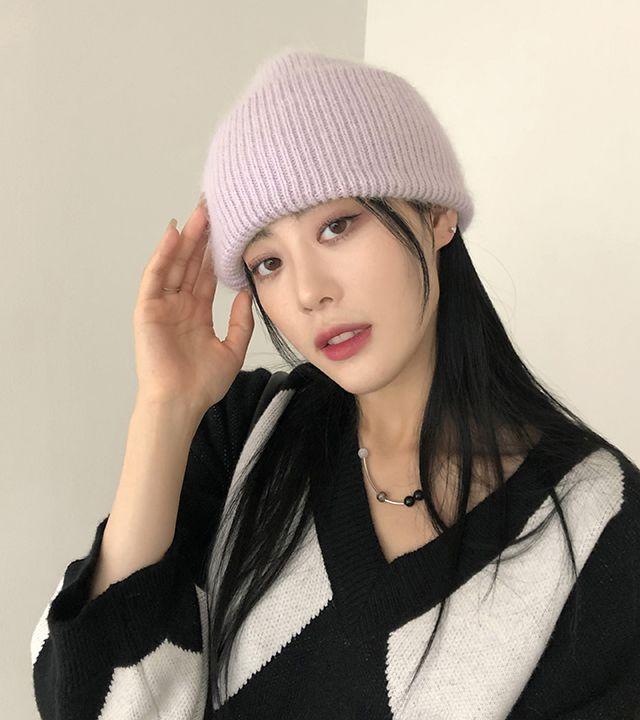 포아 앙고라 니트 숏 비니