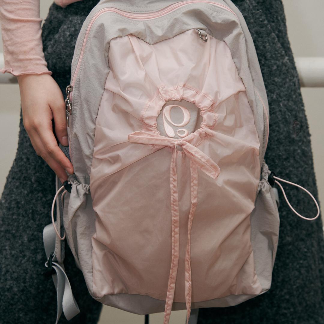 hole string PO backpack (pink gray)
