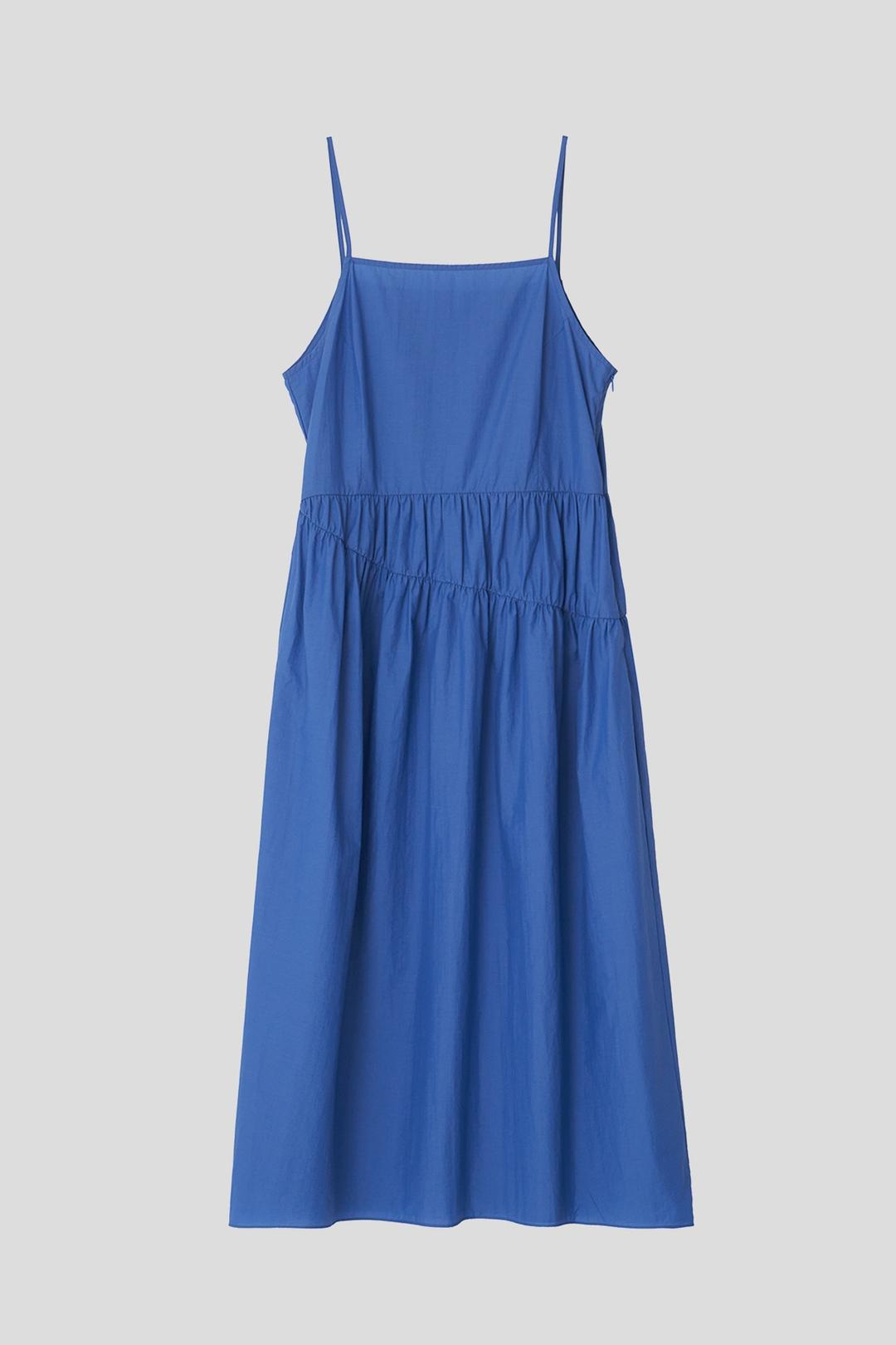 Curve shirring sleeveless dress(blue)