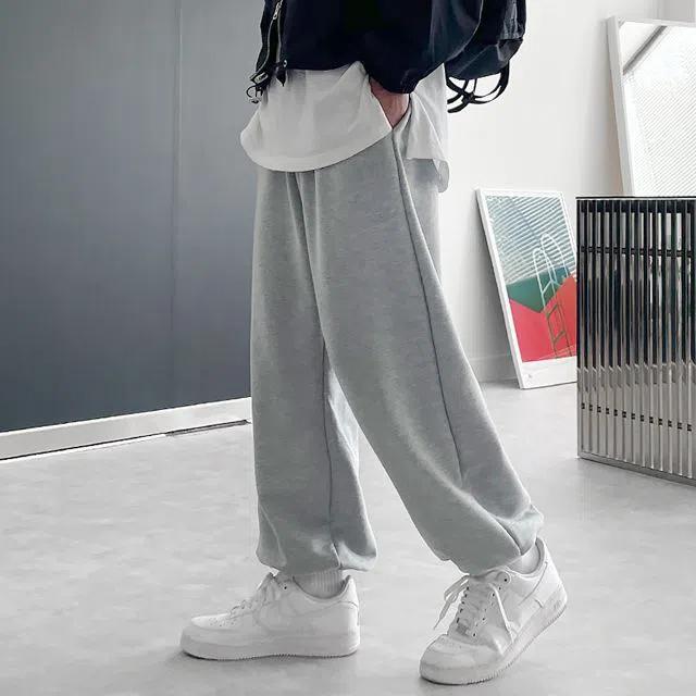 [1+1할인][기모추가] 벌룬 와이드 스트링 쭈리 밴딩 오버 조거 트레이닝 팬츠 5488
