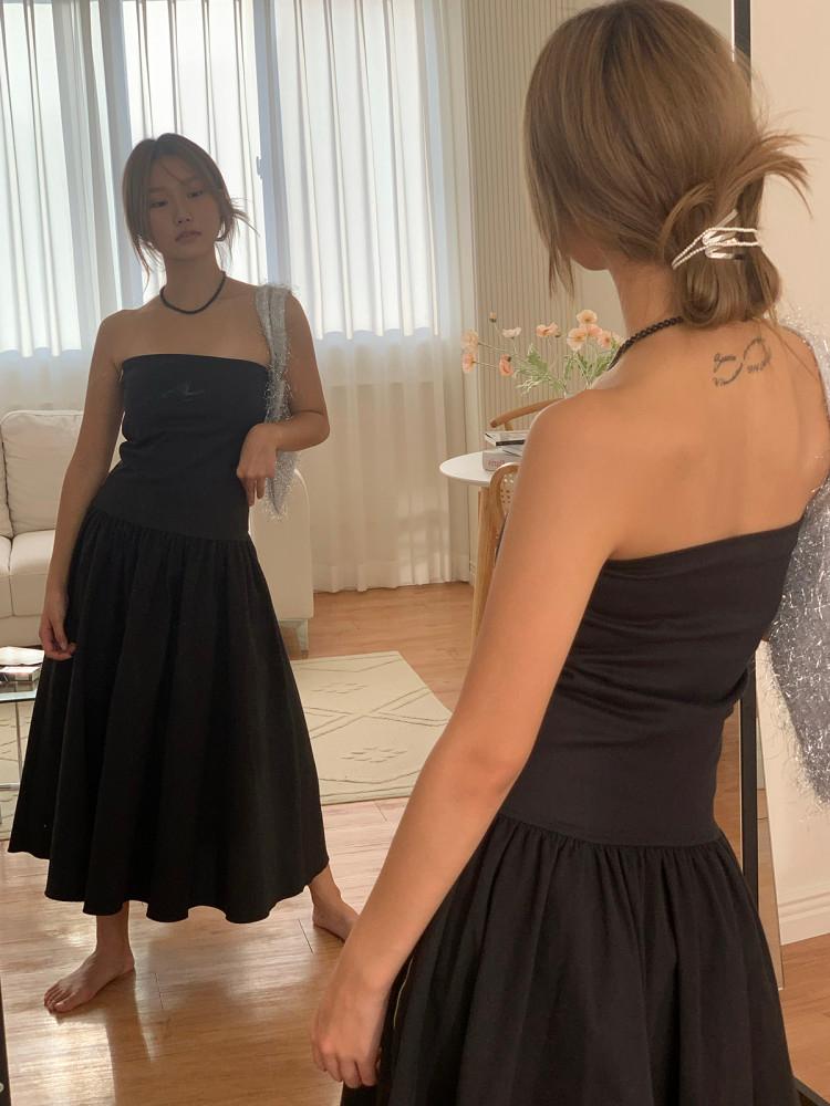 투웨이 프렌치 튜브탑 원피스