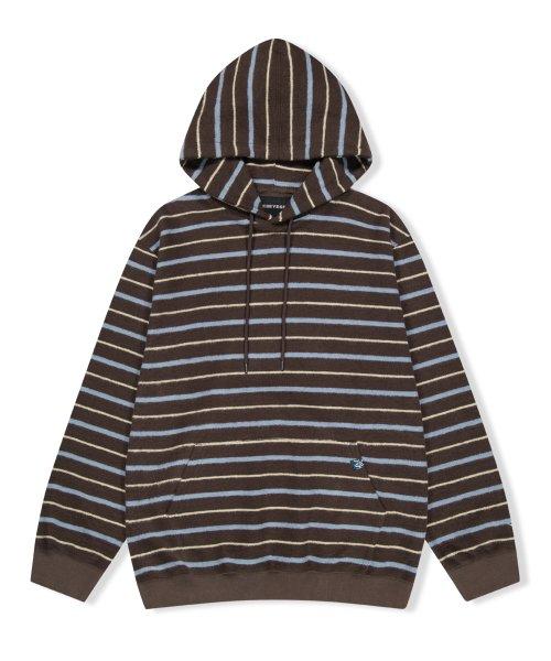 Y.E.S Stripe Hoodie Brown