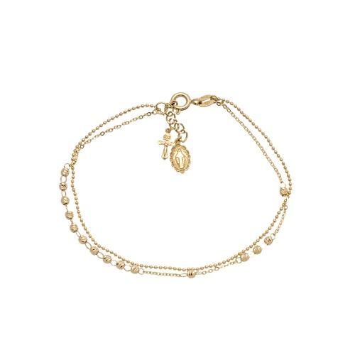 14K 18K 컷팅볼 도트 두줄 묵주팔찌