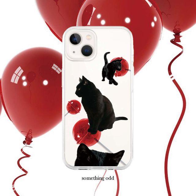 Red kitty 썸띵오드 고양이 투명 젤리케이스
