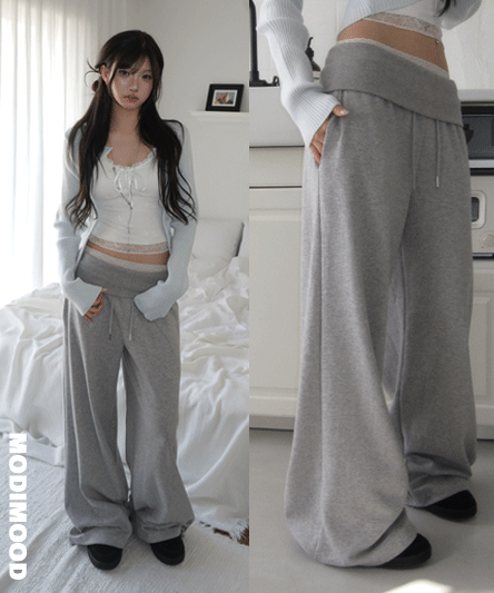 [핏보장/데일리/MD소장🖤] 핀터 폴드 와이드 트레이닝 팬츠 - 4color