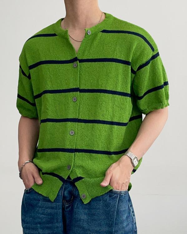 Stripe Boucle Half Knit Cardigan (5color)