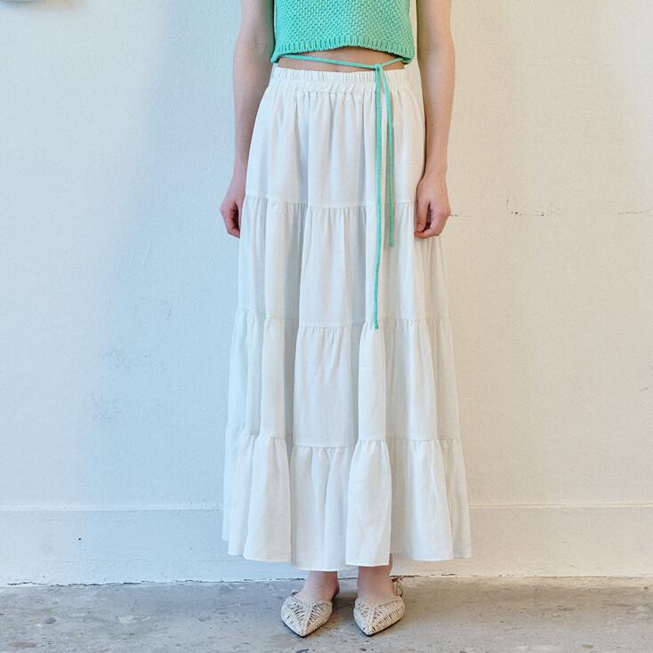 TIERED LONG SKIRT - IVORY