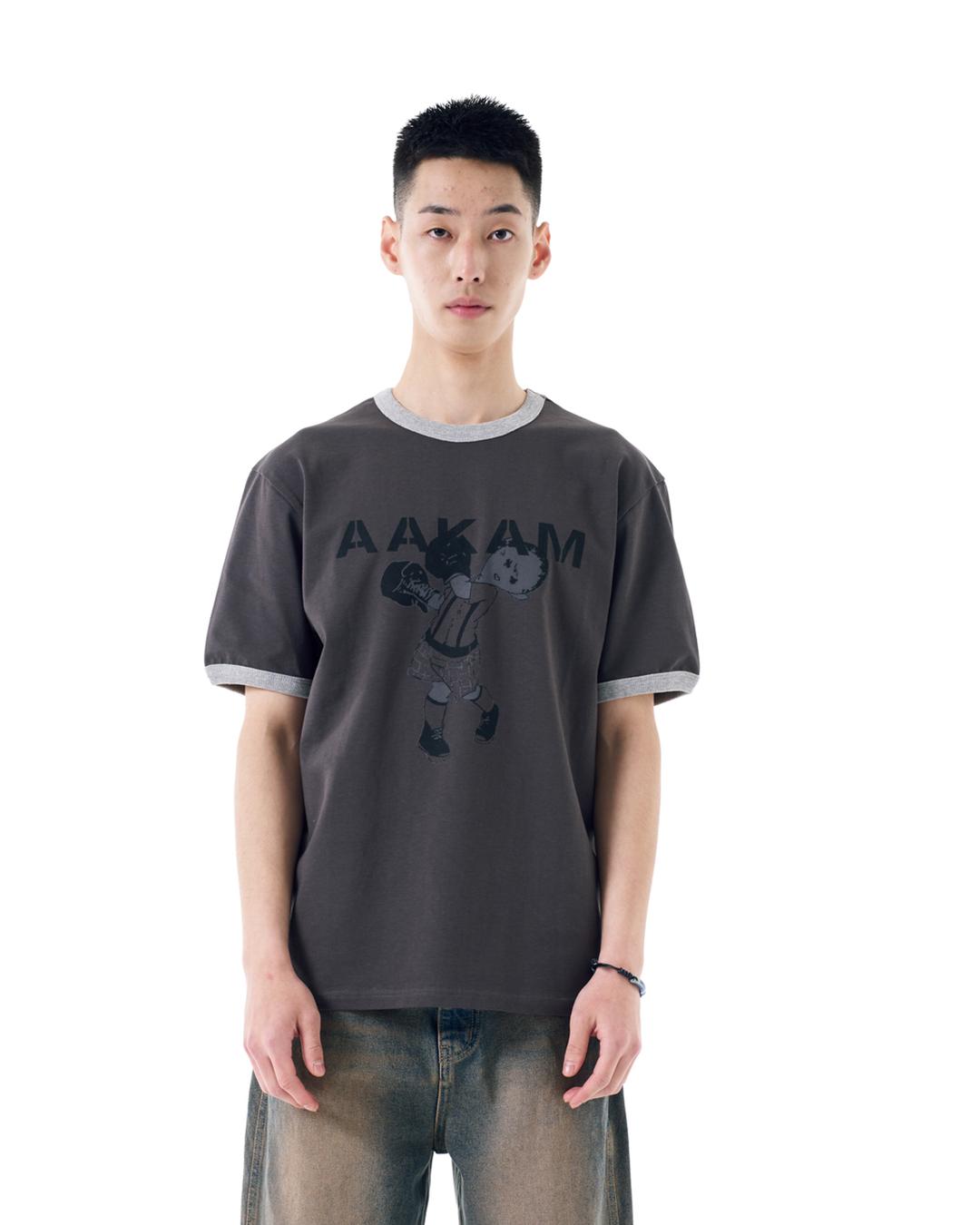[4.26 예약배송]Punch Boy Printed Ringer Top (Dark Gray)